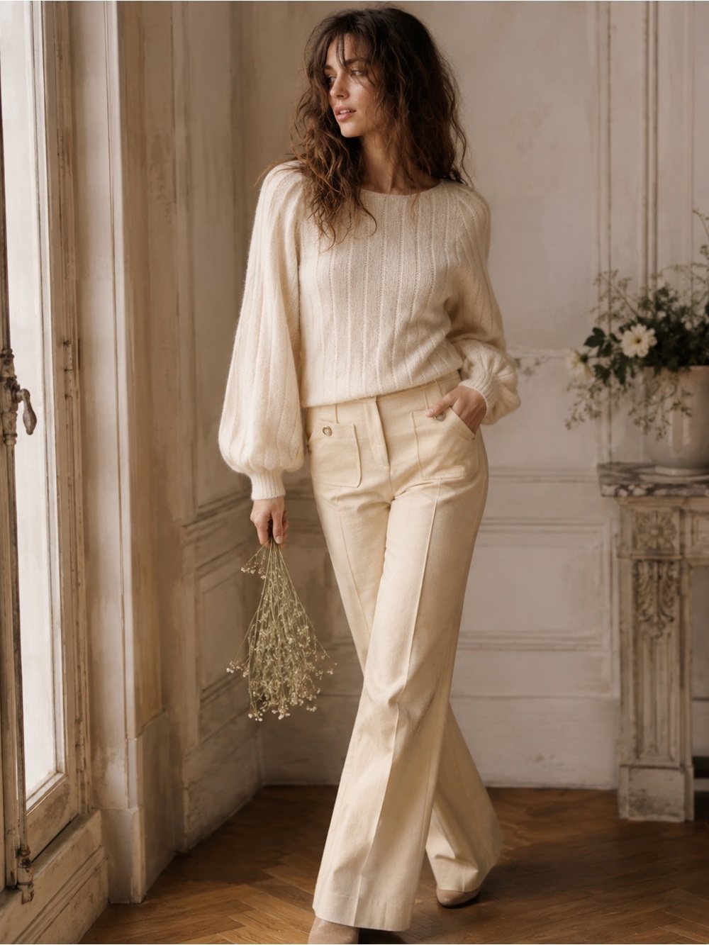 Sezane Aretha Jumper in Ecru- Size XL